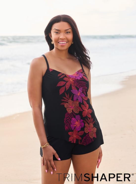 Womens Adjustable Hank Swim Tankini Top with Built-in Bra Support - Image 2