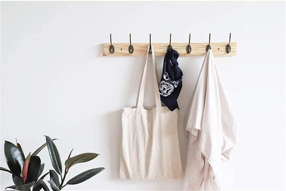 Coat Hooks Wall-Mounted for Wall Modern Sleek Antique Wooden Coat Rack Vintage Reclaimed Handmade Cast Iron Hook Coat Hooks Wall-Mounted Stylish for Wall (7 Hooks A)