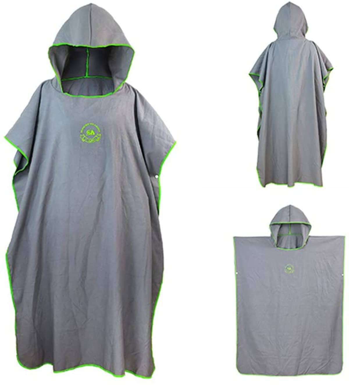 Toalla de poncho con capucha de microfibra, bata de secado rápido, ligera, perfecta para surf, playa, natación, deportes al aire libre, vacaciones, viajes, tamaño general (gris)