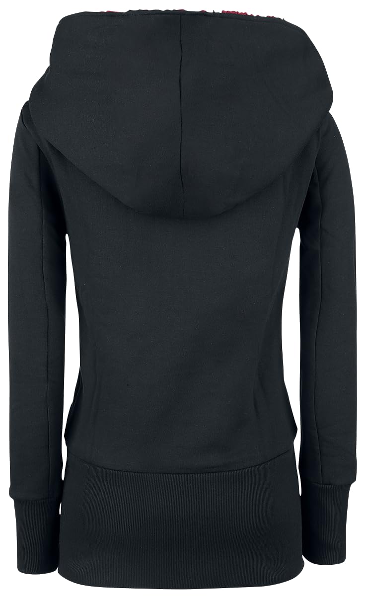 RED by EMP Damen schwarze Kapuzenjacke mit Teddyfell-Kapuze