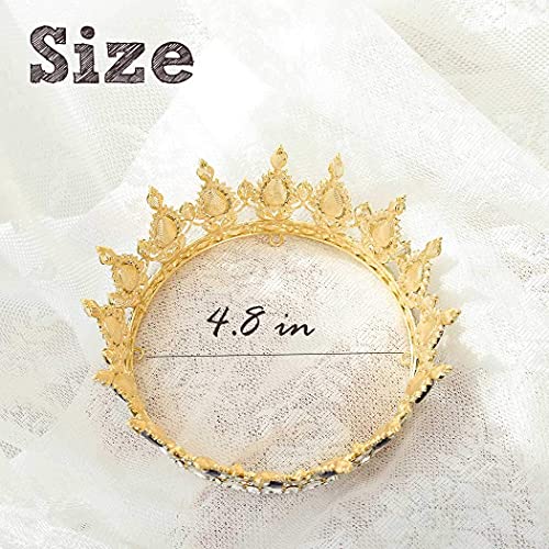 Image of Foyte Baroque Queen Crown and Tiaras Sparkly Rhinestone Wedding Crown Bride Tiaras Royal Princess Full Tiaras Headpieces for Women and Girls