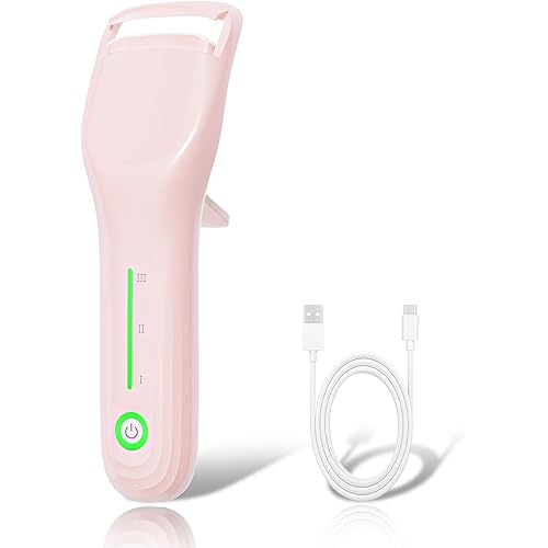 Heated Eyelash Curler, Type-C Rechargeable with 3 Temp Settings & Safe Silicone Pad for Natural Curls, Travel-Friendly (Pink)