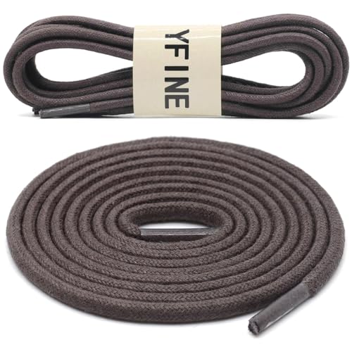 Image of YFINE Waxed Round Shoe Laces: 2 Pairs Oxford Shoelaces for Dress Shoes Boot | 4mm Thick, 20 Colors, 24 inch-71 inch, for Business Footwear, Chukka Boots, Men & Women