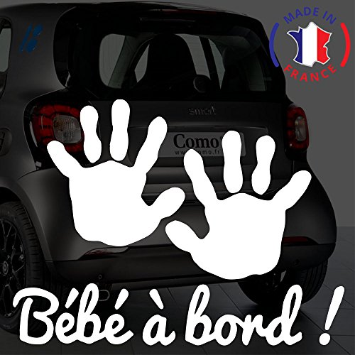 Sticker bébé à bord pour voiture Mains 20 cm Blanc - Anakiss