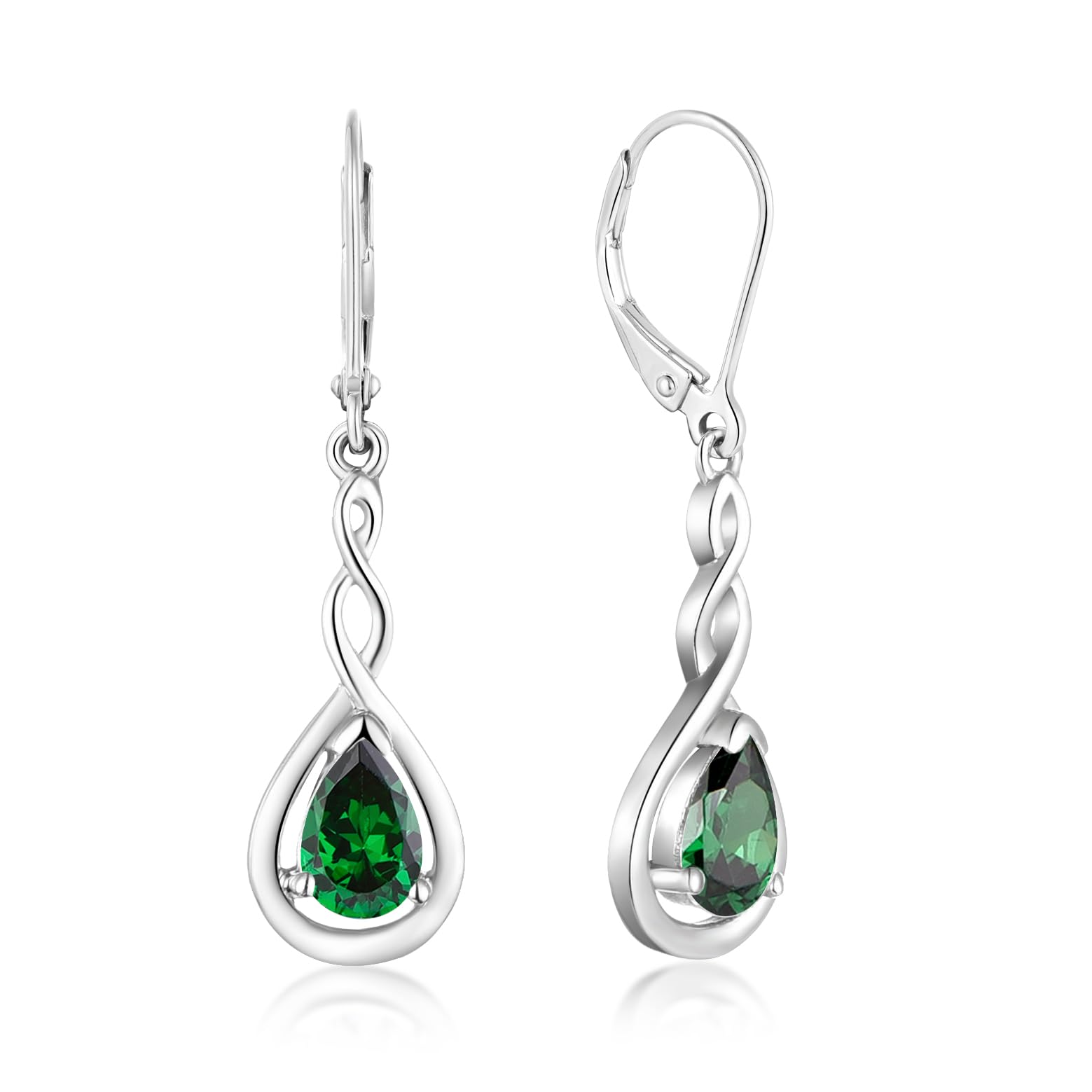 Damen Unendlichkeit Ohrringe Silber Tone Tropfen Geburtsstein Hängend Schmuck Geschenke für Frauen