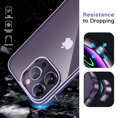 Image of JETech Case for iPhone 14 Pro 6.1-Inch, Non-Yellowing Shockproof Phone Bumper Cover, Anti-Scratch Clear Back (Deep Purple)