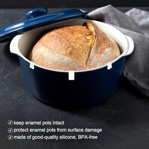 8stk Dutch Oven Deckelschutzklammern, Silikon-Dutch-Oven-Deckelschutz Dutch Oven-Clips zum Stapeln Topfdeckelschutz zum Ausstellen Aufbewahren Stapeln Oven(Weiß)