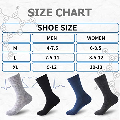 Forcool Merino Wool Non Binding Loose Top Cushioned Sole Dress Crew Diabetic Socks for Men and Women, M/L/XL, 3 Pairs2