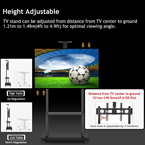 Soporte móvil para TV negro con ruedas ajustable en altura miniatura 2