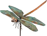 Modern Artisans Copper Dragonfly Garden Stake Sculpture - Handcrafted USA, Oxidized Patina, UV-Resistant