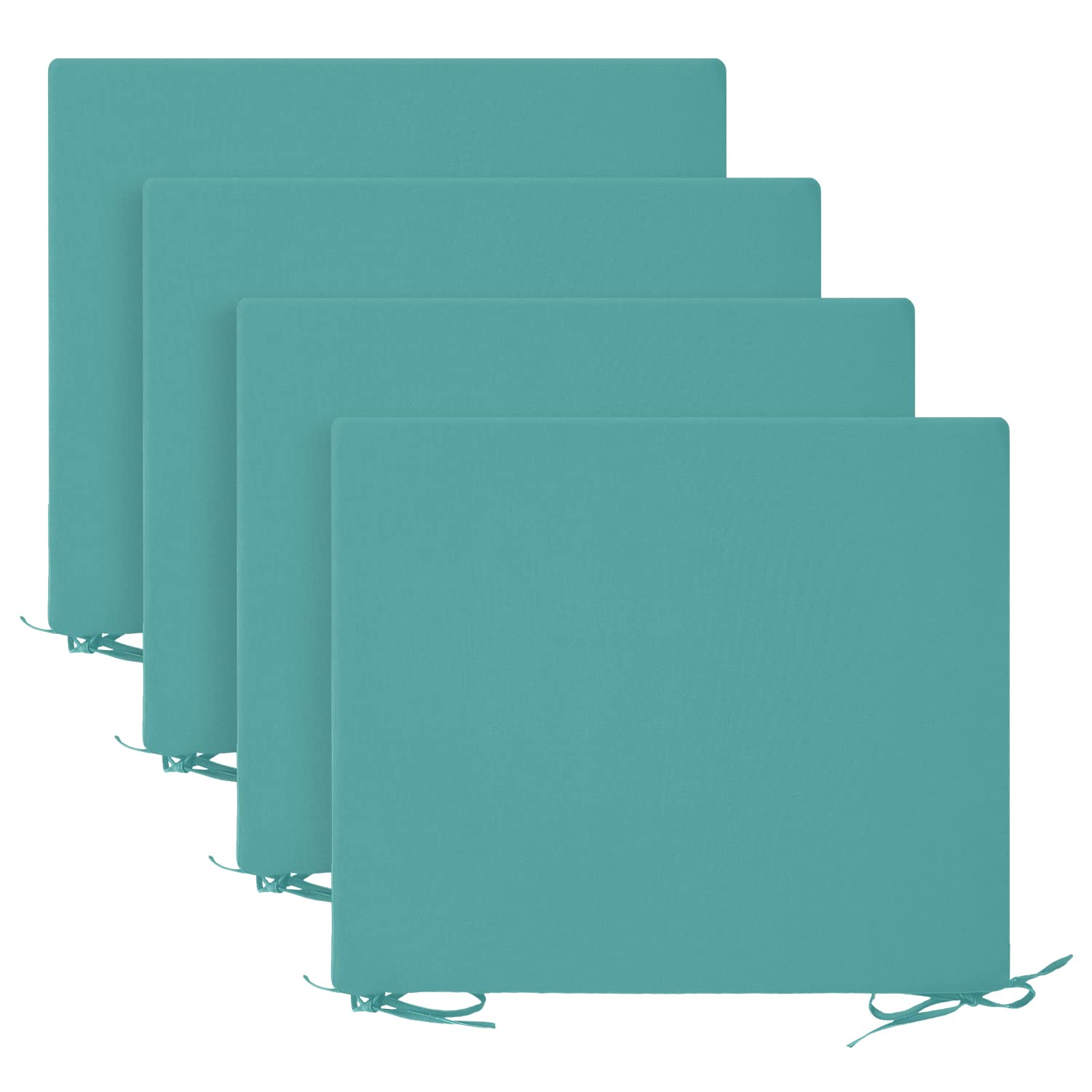 Basic Beyond Outdoor Chair Cushions for Patio Furniture - Square Corner Outdoor Chair Cushions Set of 4, Waterproof Seat Cushions with Ties, 18.5"x16"x3", Teal