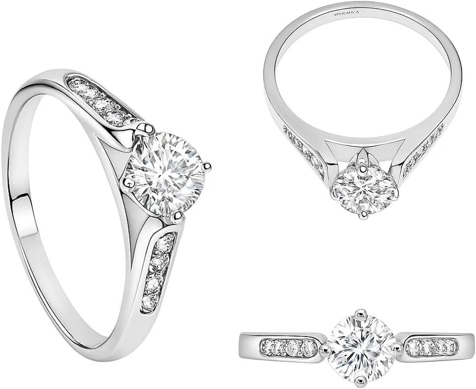 FAIRY COUPLE 0.5ct Hearts & Arrows CZ Promise Ring, 18K White Gold Plated Classic Cathedral Solitaire, Realistic Travel Wedding Ring Alternative R21 - Image 4