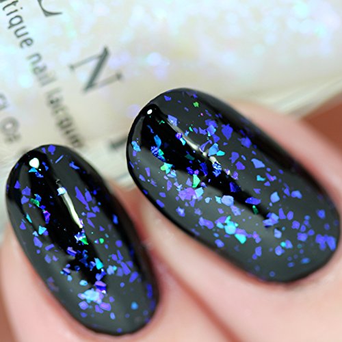 Image of ILNP Spaced Out - Deep Blue, Purple Color Shifting Iridescent Flakie Topper Nail Polish
