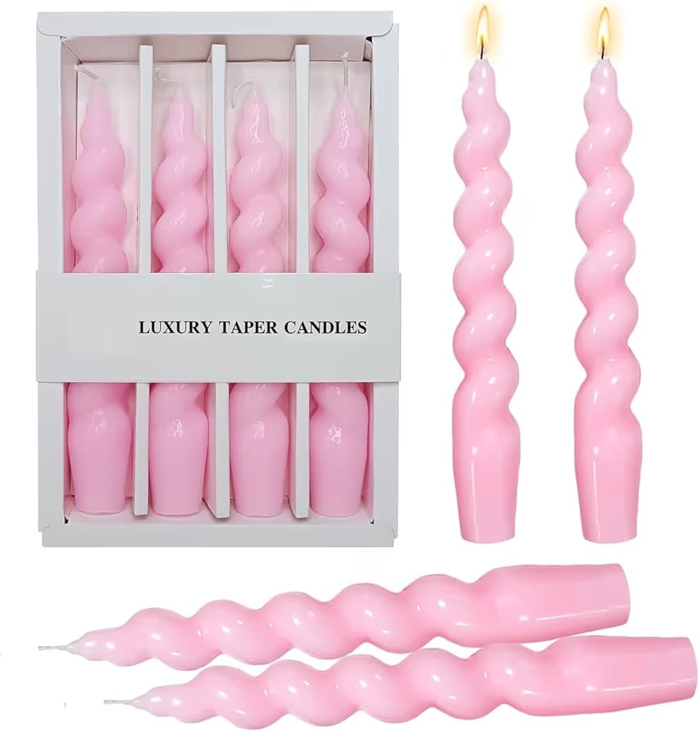 Elegant White Spiral Taper Candles - Scented & 6 Count -2