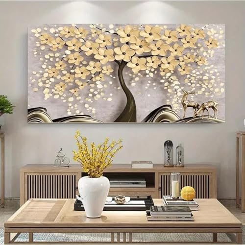 Art mural affiches et impressions abstraites peinture arbre fleurs blanches
