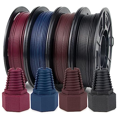 iSANMATE Filamento Fibra de Carbono Impresora 3D, PETG Filament Fibra Carbono Coloreada 250g x 4 Rollos, Filamento PETG 1.75 +/- 0,03 mm, Rojo/Azul/Marrón/Negro