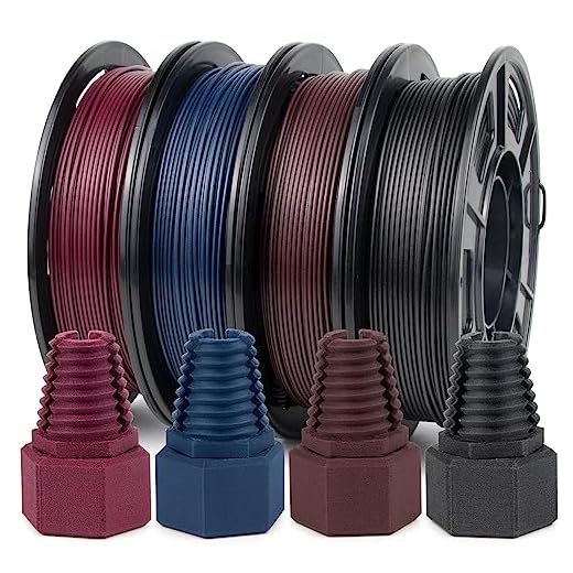 iSANMATE PETG 3D Printer Filament, Colorful Carbon Fiber Filament, PETG Filament 1.75mm Bundle(Black, Red, Coffee, Blue), High-Accuracy +/- 0.03 mm Carbon Fiber PETG, 250g x 4 Spool