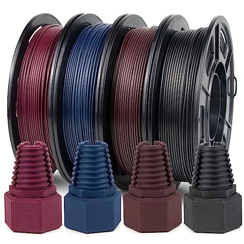 Image of iSANMATE PETG 3D Printer Filament, Colorful Carbon Fiber Filament, PETG Filament 1.75mm Bundle(Black, Red, Coffee, Blue), High-Accuracy + /- 0.03 mm Carbon Fiber PETG, 250g x 4 Spool