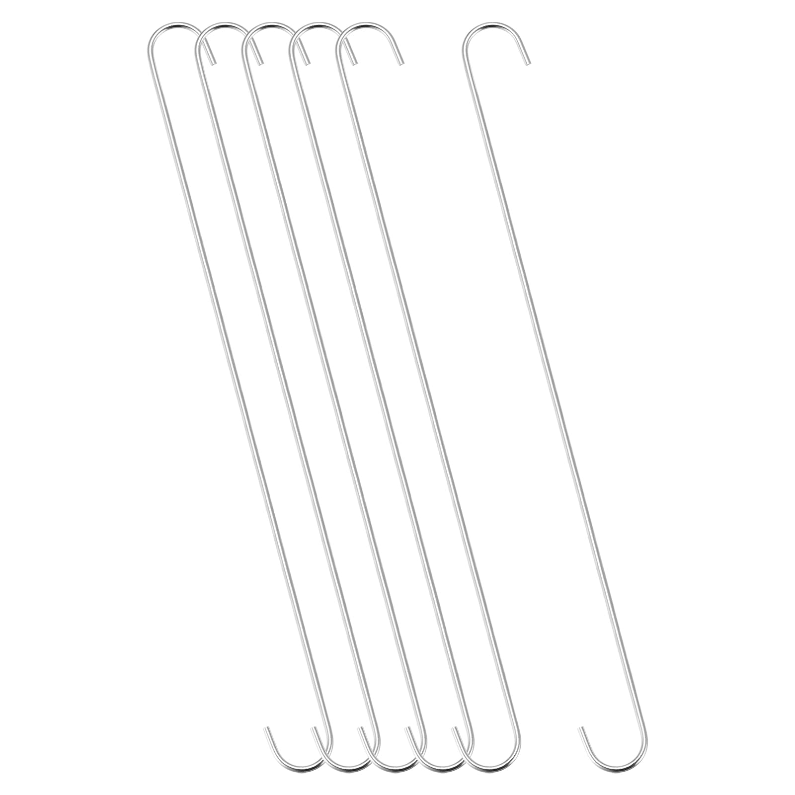 sourcing map S Suspendu crochet 500mm Extra Long Acier Cintre Intérieur Extérieur Emplois pour Jardin Toilettes Toilettes Atelier Cuisine Argenté 6Pcs