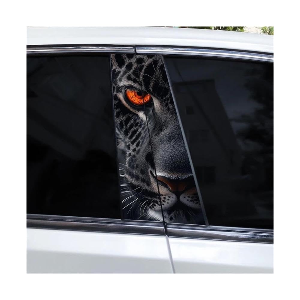 Decorative Items 2pcs Animal Lion Car B-Pillar Decals Waterproof Decorative Stickers(C)