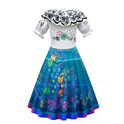 Ubeufun Kids Casual Dresses Cartoon Princess Dress For Girls Cute Floral Clothes Graphic Swingdress Childs Summer Playwear One Piece Novetly Comfy Costume Party Gift Vestido(Medium,290Blue-130) #TOP1