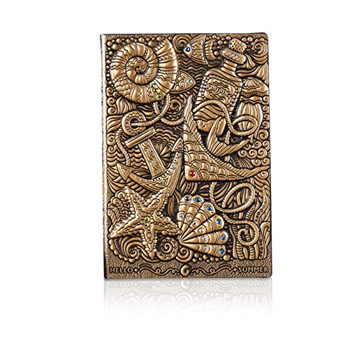 Cahier fait main A5 rétro en relief avec couverture imperméable en cuir PU classique relié