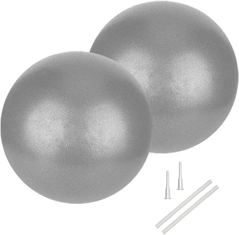 HETHS Anti Slip Small Exercise Ball Soft Yoga Balls with Inflatable Straw, Durable Mini Pilates Ball 9 Inches/23 cm for Improve Balance Core Training Exercise (Grey - 2 Pack)-image-27