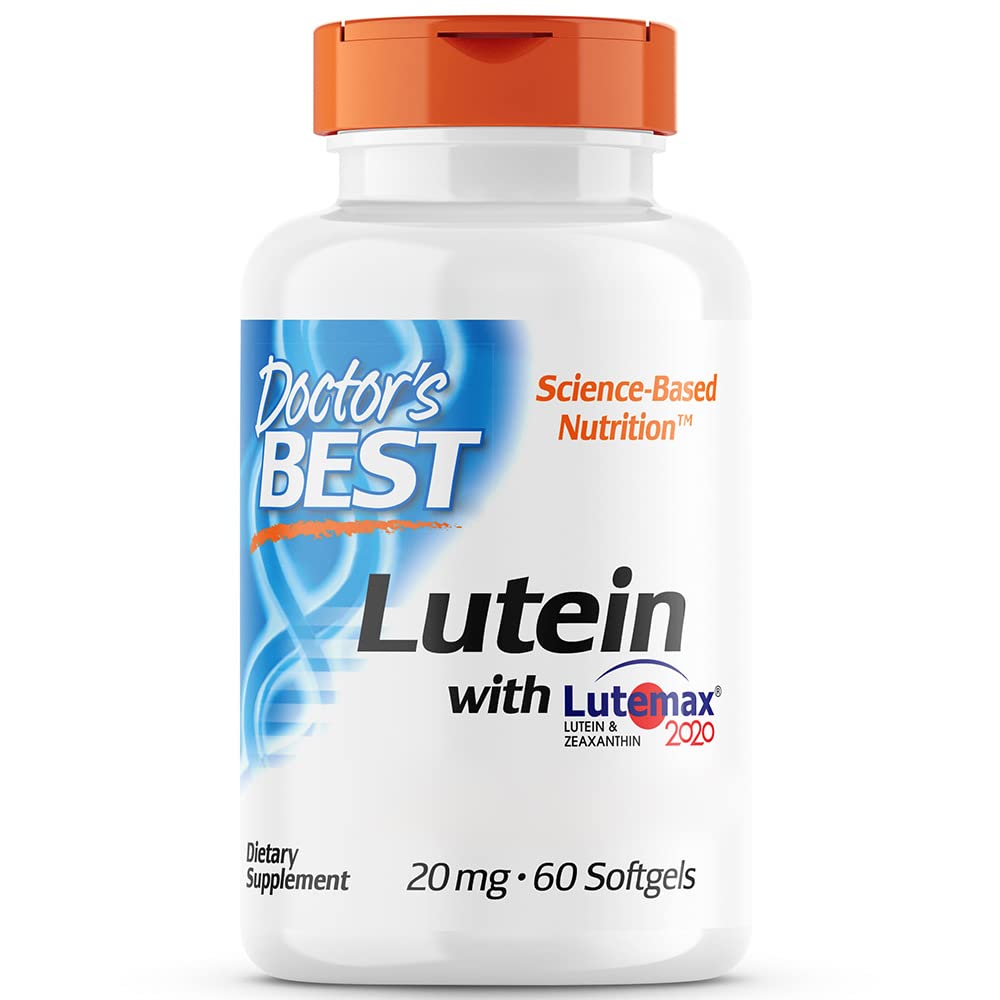 Doctor's Best, Lutein with Lutemax 2020, 20mg, avec Zéaxanthine, 60 Capsules molles, Sans Gluten, Sans Soja, Sans OGM