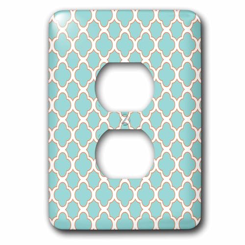 Coque de prise double turquoise isolante et décorative quatrefoil - 2