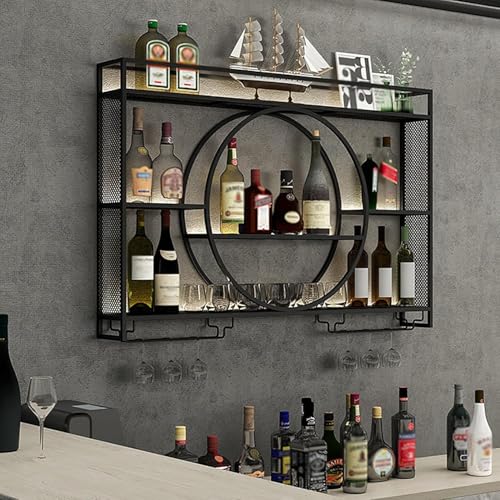 Étagère à vin murale avec porte-verre pour optimiser votre bar