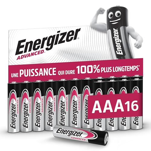 Energizer Advanced - Piles AAA (Lot de 16) Alcaline 1,5V - Haute Performance - Télécommandes, Jouets et Électroniques - Made in EU - Emballage 0% Plastique...