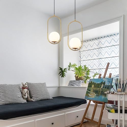 Lámpara de techo minimalista de una luz con globo de cristal para comedor moderno 4
