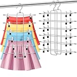 Closet-Organizers-and-Storage,6 Tier Pants-Hangers-Space-Saving,Skirt-Hangers with Clips for Closets Organizer,College-Dorm-Room-Essentials,2 Pack Closet Storage Clothes Shorts Jean Hanger