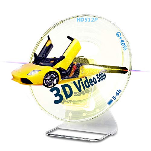 GIWOX Tabletop 3D Hologram Fan Display Projector with Rechargeable Battery, Transparent Silent Protect