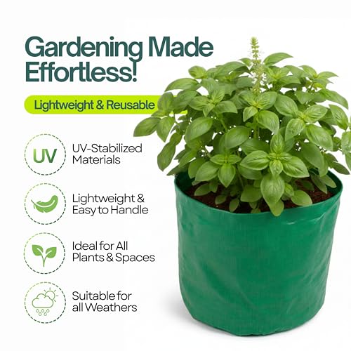 Image of BIO Blooms HDPE Grow Bags 24x24 Inch | Pack of 5 | Dual Color Green & Orange | Strong Stitching | Terrace Balcony Garden Use | Portable Lightweight Durable Outdoor Planters | 200 GSM