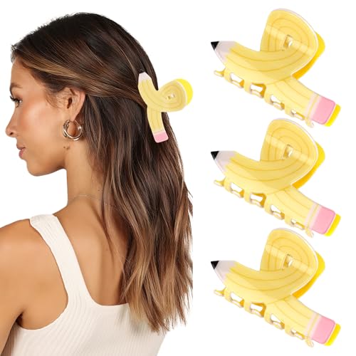 ACO-UINT 3 Pcs Pencil Hair Claw Clips Cute Funny Back to School Hair...