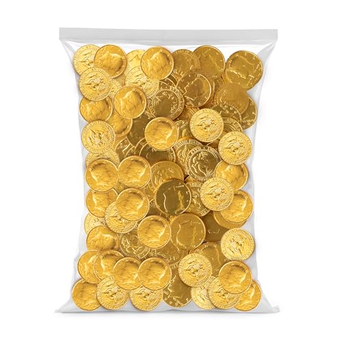 The Snackery, Large Kennedy Half Dollar Gold Foil Coins, 180 Pieces Individually Wrapped, Milk...