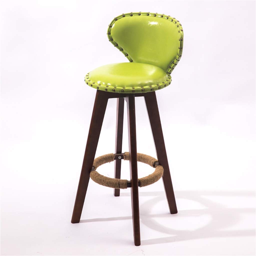 Barstools en bois massif avec assise cuir confortable pour petit déjeuner au bar