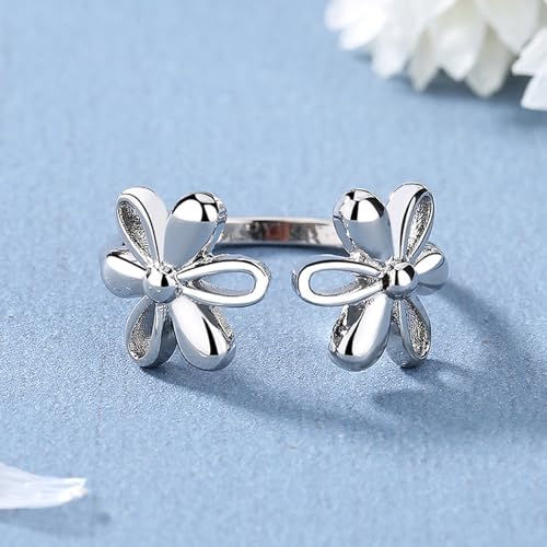 Daisy Flower 925 Sterling Silver Plated Adjustable Ring for Women | Expandable Wedding Statement Ring | Comfortable Dainty Engagement and Birthday Jewelry3