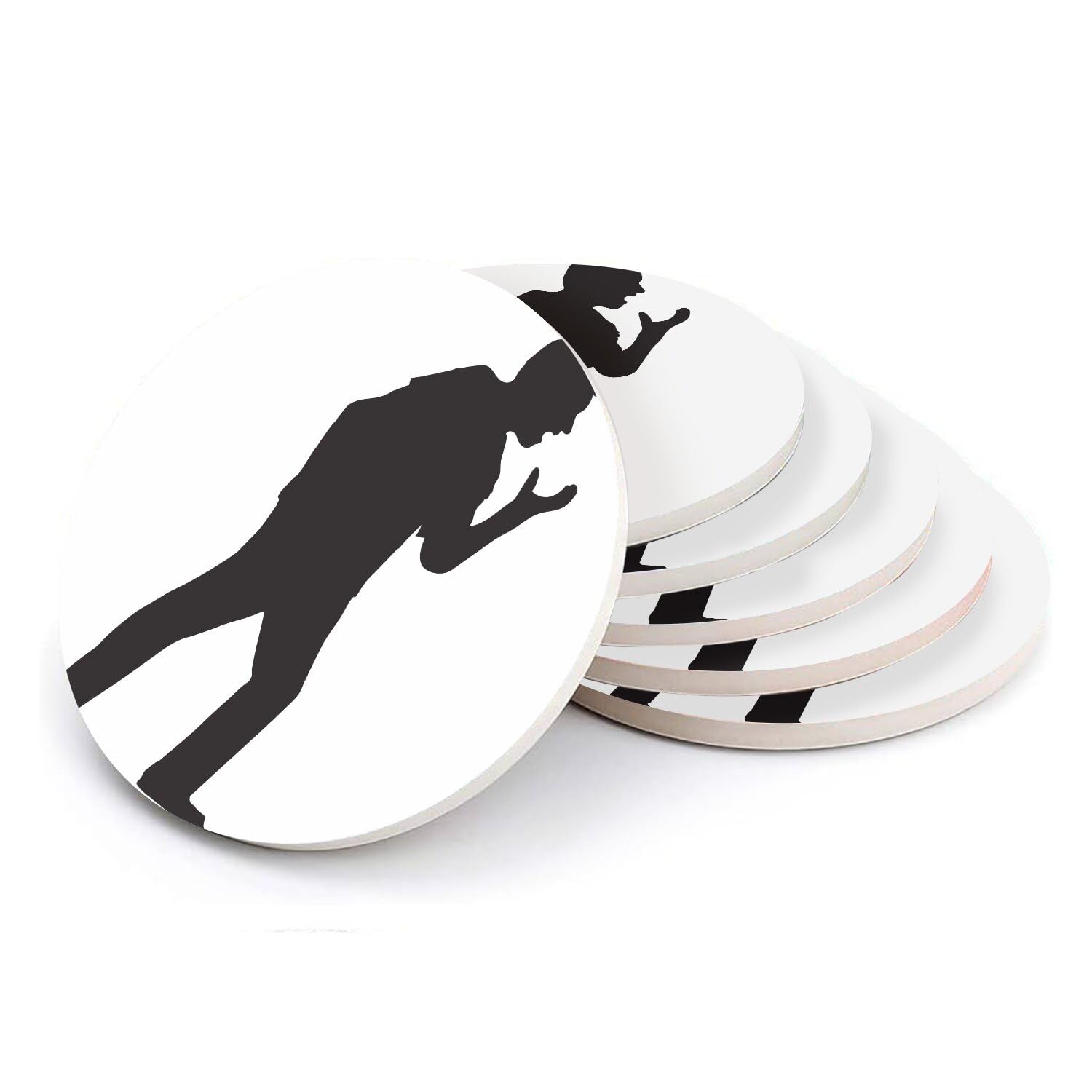 Sous verre ronds en céramique de 108 mm motif silhouette lot de 6