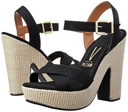 Sandalias Camurca Flex/Tecido Tram London, Vizzano, Feminino, Preto, 37