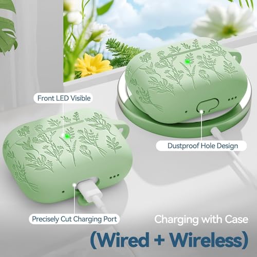Image of Ekoonpft for Airpods Pro 3 Case, Flower Engraved Cases for Apple AirPods Pro 3rd Generation 2025, Soft Silicone Cover for Men Women Girly with Cleaning Kit & Keychain, Anti-Scratch, Shockproof