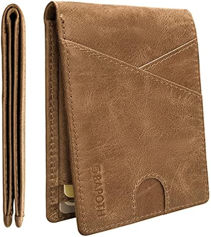 Slim Wallet For Men,100% Genuine Leather Wallets For Men,RFID Wallet For Men With ID Window|Bills Slot|9 Card Slots,Front Pocket Wallet For Men,Mens Wallets Leather Gifts For Men With Gift Box