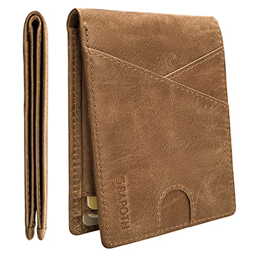 Slim Wallet For Men,100% Genuine Leather Wallets For Men,Rfid Wallet For Men With Id Window|Bills Slot|9 Card Slots,Front Pocket Wallet For Men,Mens Wallets Leather Gifts For Men With Gift Box #TOP3