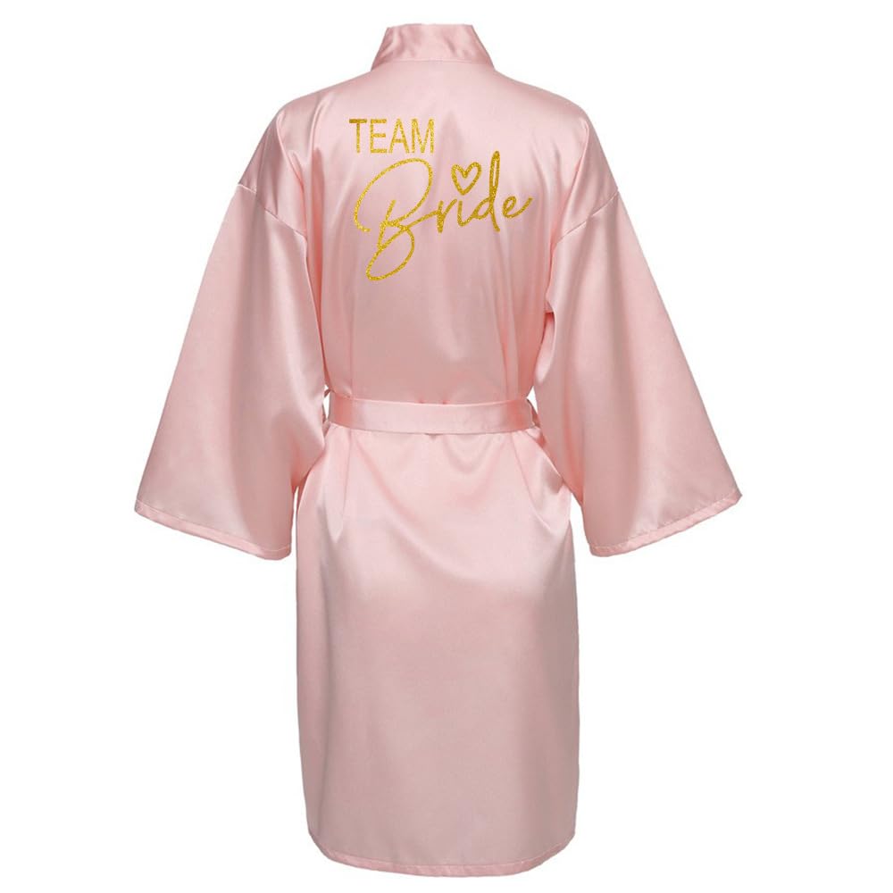 JPHCHSC Satin Silk Robe Wedding BathRobe Bride Bridesmaid Dress Gown Women Sleepwear Nightwear CX1003