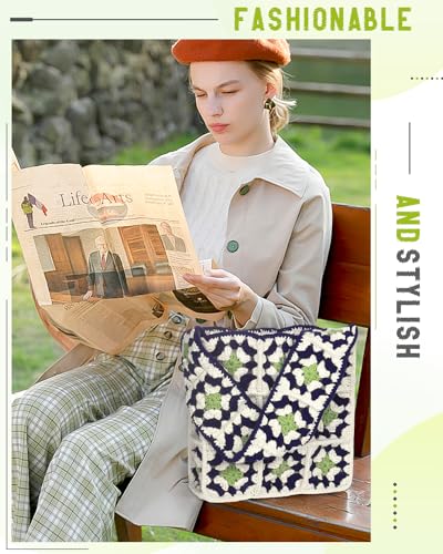 Image of Katech Crochet Kit for Beginners-Granny Squares Crochet Bag Kits for Adults and Kids-Knitting Kit with Crochet Yarn for Crocheting and Knitting-Step-by-Step Instructions- Crochet Hooks- Holiday Gift