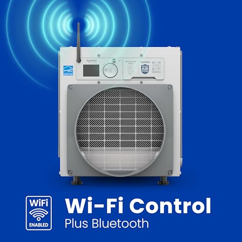 Image of AprilAire E080W Smart Wi-Fi Whole-House Dehumidifier, 80-Pint Energy Star Commercial Dehumidifier for Basement, Crawl Space & Home up to 4,400 Sq.Ft. with Pump, Drain Hose, Hanging Kit, MERV 11 Filter