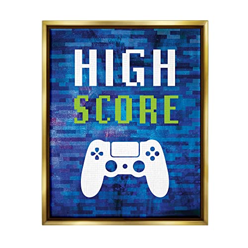 Stupell Industries High Score Pixel Style Gaming Controller Typografie, Design von Victoria Barnes Cover