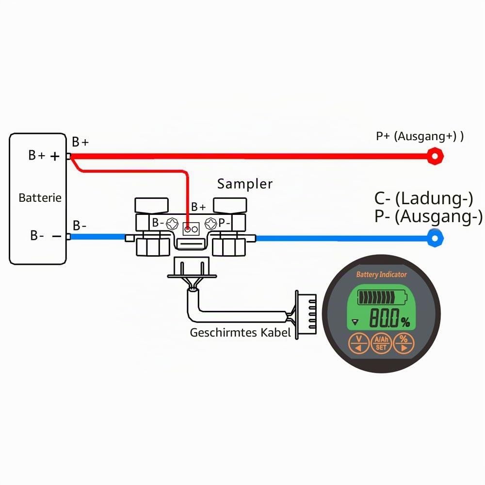 AiLi Batteriemonitor Tester Voltmeter Amperemeter 8-120V 0-350A 999Ah für Auto Auto Motorboot Wohnwagen Wohnmobil Wohnmobil Solar