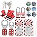 Lockout Tagout Kit Multifunctional Safety Red Padlock Portable with Hasp Warning Tag for Electrical Maintenance Industrial Safety Equipment Nylon Steel Polyester Cloth Set